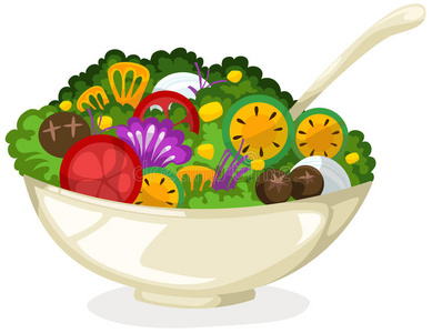 鱿鱼沙拉插画-鱿鱼沙拉手绘-鱿鱼沙拉卡通图-摄图新视界