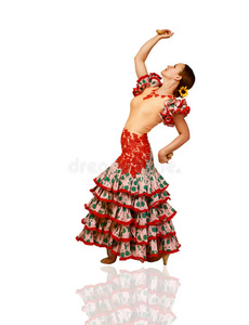 跳弗拉门戈舞的年轻女子图片