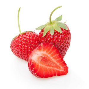 新鲜草莓，白色隔离。