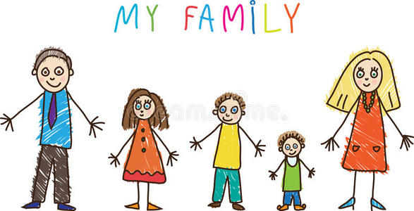 孩子们画画.家庭插画