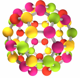 五颜六色的富勒烯分子结构