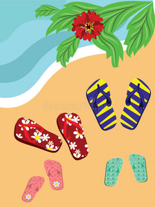手绘卡通沙滩人字拖鞋图片