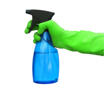 绿色的手和喷水器