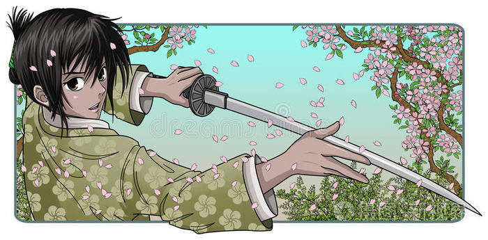 高傲武士持刀插画 正版商用图片0kiqm6 摄图新视界