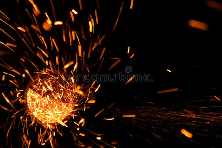 火花火焰切割铁图片