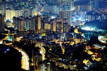 高密度住宅夜景图片