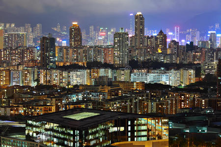 香港晚上的城市