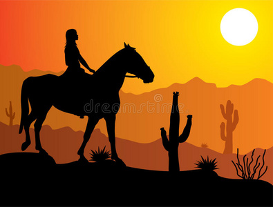 沙漠中骑马的女人