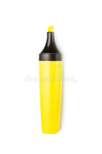 黄色荧光笔与白色隔离