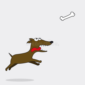 狗追着骨头跑照片