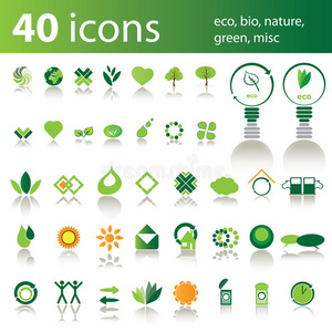 40个图标生态生物自然绿色其他
