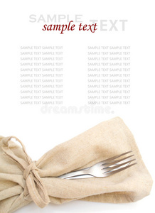 叉子，刀，白底餐巾