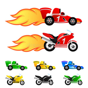赛车和摩托车不同颜色