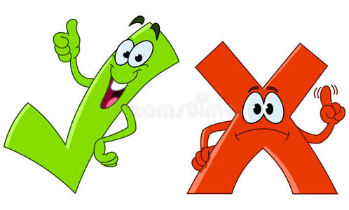 鸽子和交叉勾选和交叉卡通照片