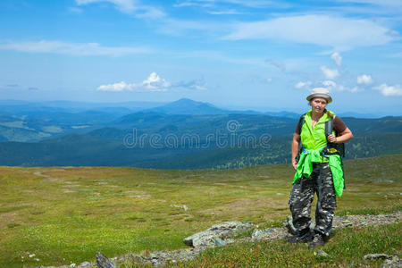 粘贴 风景 登山者 闲暇 活动 公园 极端 成就 站立 徒步旅行