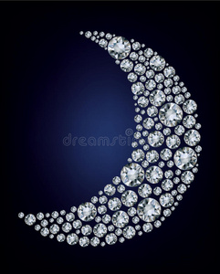 月亮的形状由许多钻石组成图片