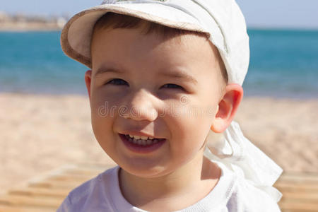 肖像 海滩 婴儿 宝贝 假期 旅游 微笑 孩子们 阳光 白种人