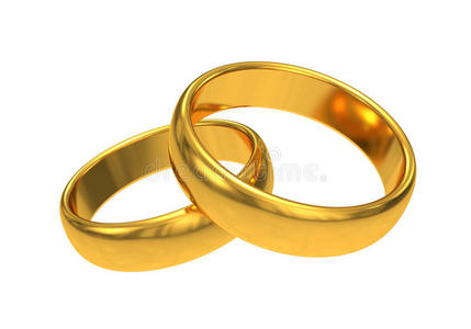 白色背景的金色结婚戒指