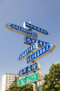 混乱的路标中国北京的路标照片