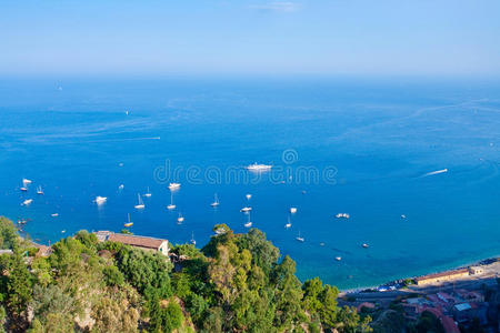 天空 城市 西西里岛 海岸 陶尔米纳 工艺 海滨 全景图