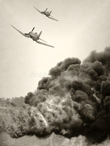 二战轰炸老飞机在战斗照片