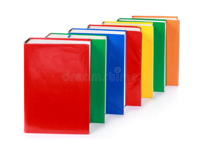 一行许多空白的彩色书籍图片