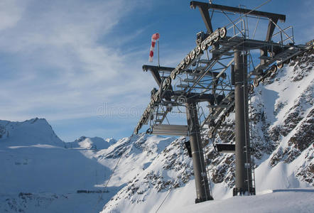 滑雪道具。索尔登。奥地利