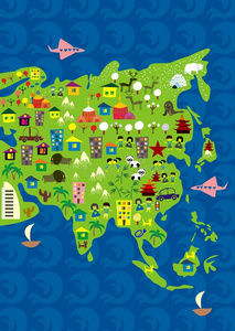 沙特地图矢量亚洲大洋洲卡通地图照片