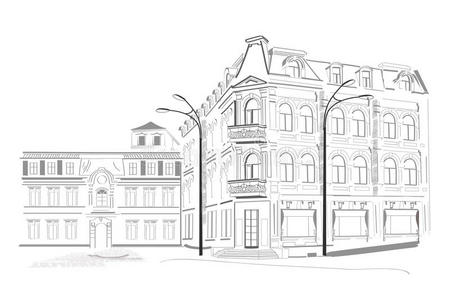 中国街道素描图片-中国街道素描素材-中国街道素描插画-摄图新视界