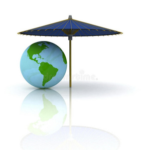 雨伞下的地球仪图片