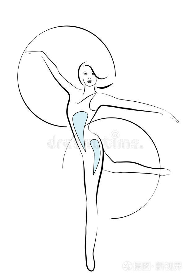戴体操箍的女孩插画-正版商用图片0kpq37-摄图新视界