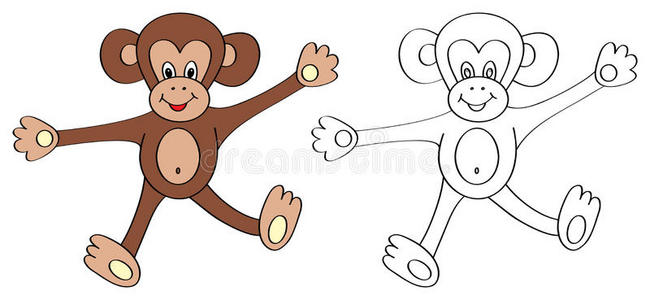 儿童彩色书页猴子