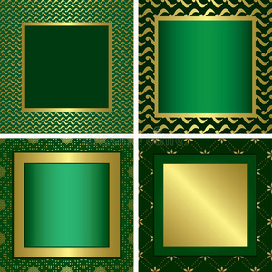 绿色矢量金色装饰框图片