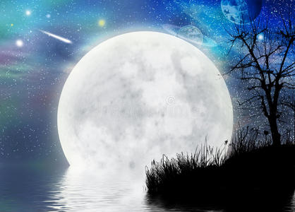 超现实月亮背景超现实月景月仙粉背景红天带绳梦幻月景泰国的中国灯笼