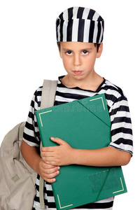 监狱教育穿囚衣的学生男孩照片