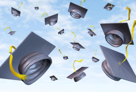毕业帽抛向空中