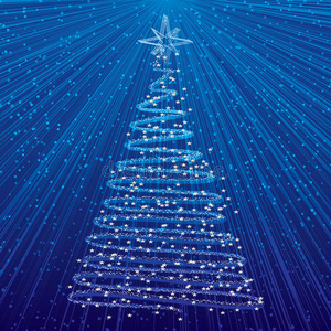 蓝色背景的圣诞树