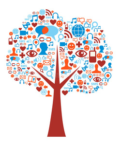 社交媒体图标树组合