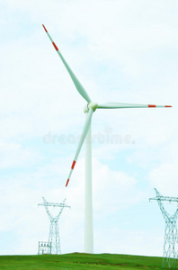 风力发电机和草坪