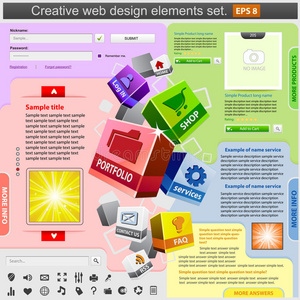 创意网页设计元素集。