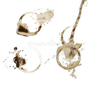 咖啡污渍隔离在白色图片