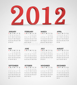 简单的2012日历