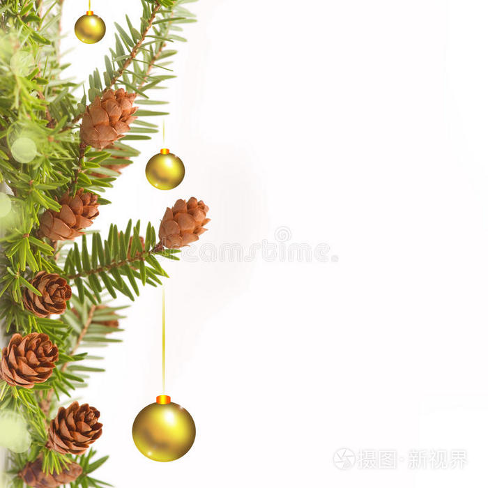 圣诞树枝桠与装饰