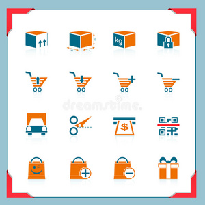 购物和物流图标框架系列