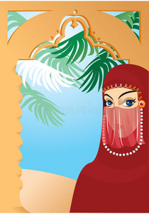 穿着雅士马克的美丽阿拉伯女人图片