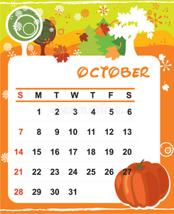 日历十月的装饰框架