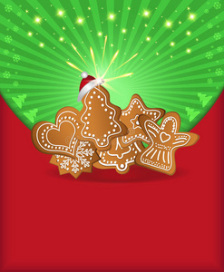 圣诞祝贺红绿色姜饼