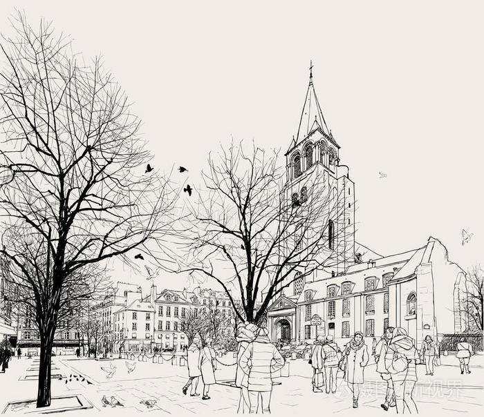 巴黎圣日耳曼普莱斯区插画-正版商用图片0kw8rd-摄图新视界