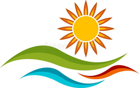 卡通燃烧叶太阳标志照片