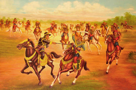 古代战争战争中的泰国国王照片